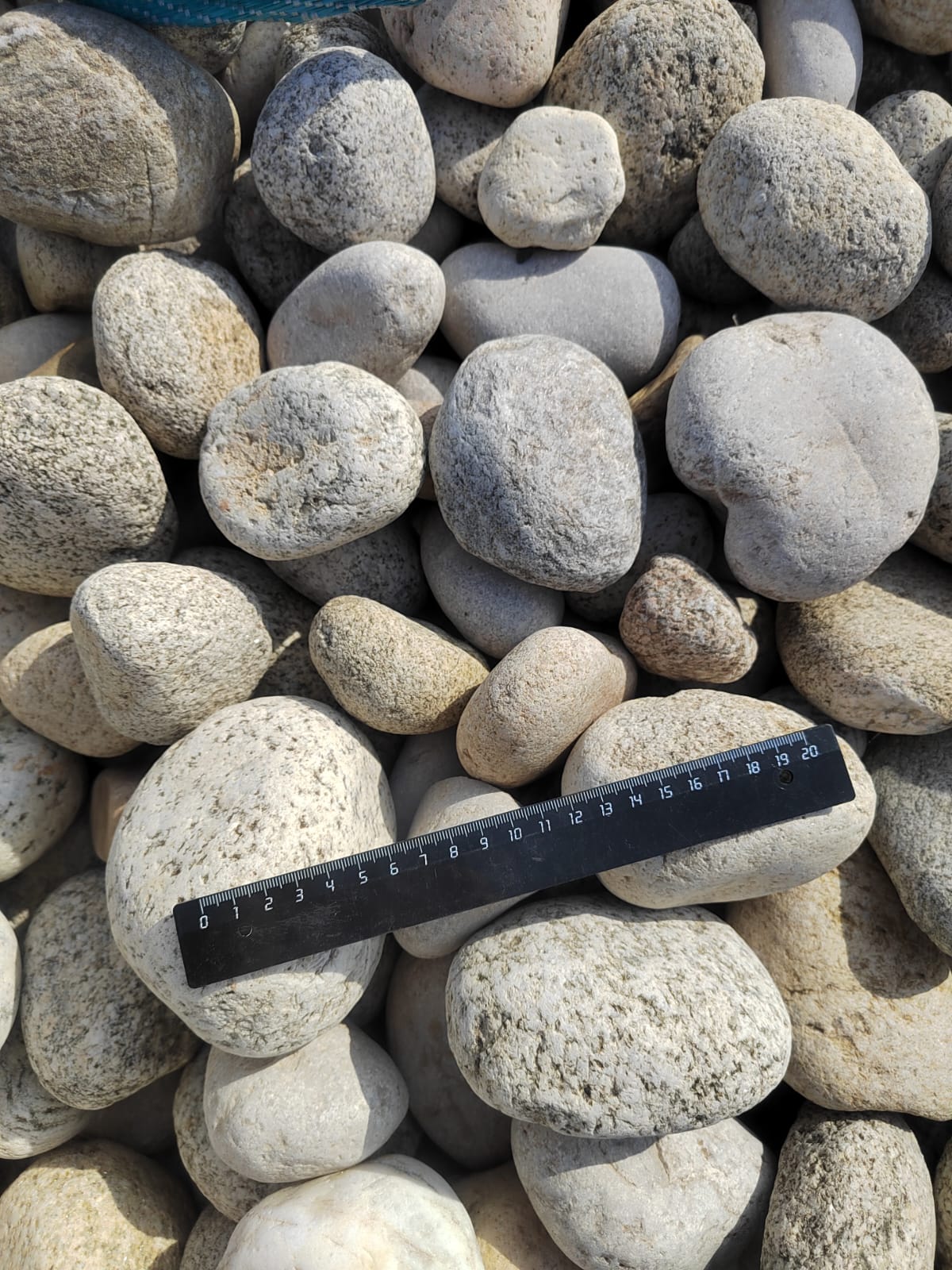  Галька речная окат (серо-белая) фр. 70-120 мм купить   в Москве галька галечник бело-серая, серо-белая, серая, белая речная природная галька  5500 руб/т   фото 